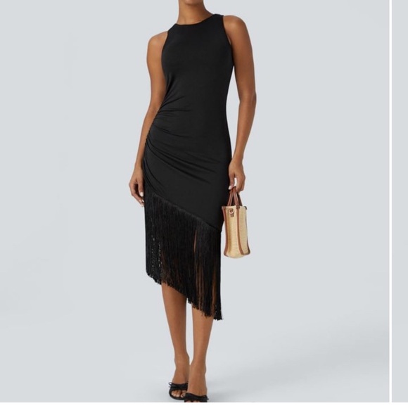 Elegant Black Fringe Dress - Picture 1 of 7